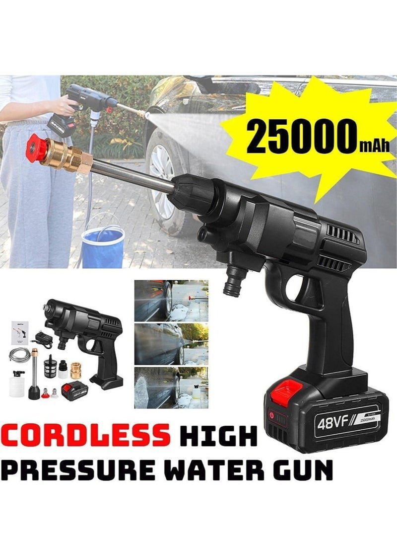 48V 25000mAh 30Bar Cordless High Pressure Car Washer with Nozzles Water Gun Set Garden Cleaning Jet Car Washing Machine