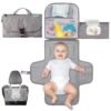 Arabest Portable Diaper Changing Pad, Portable Changing pad for Newborn Girl and Boy, Baby Changing Pad with Smart Wipes Pocket, Waterproof Travel Changing Kit, Baby Gift (Grey)