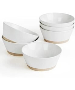 Famiware Saturn 6 Piece Stoneware Bowls Set in 5.5 inches, Serving Bowl for Cereal, Soup, Rice, Pasta, Scratch Resistant, Microwave & Dishwasher Safe, White