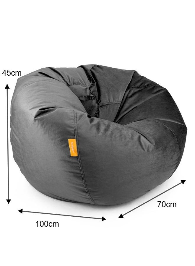 Jumbble Suede Bean Bag with Filling | Ultimate Indoor Lounging Chair for All Ages | Velvet Soft Fabric | Filled with Polystyrene Beads(Kids, Black)45 X 70 X75cm - Image 3