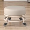 DubaiGallery Low Stool with Wheels, Roller Seat Short Rolling Stools with Universal Swivel Caster Wheels Leather Low Small Stools on Wheels for Home Garage
