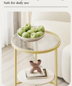 MIXDE Nordic Style Minimalist Modern Round Small Glass Round Side Coffee Table End Table For Home Living Room Bedroom Study Room Office - Image 3