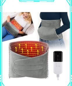 EzzySo Electric Waist Heating Belt For Pain Relief of Waist Back Neck and Shoulder 10 Electric Temperature Options 4 Timer Settings Auto Shut Off