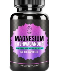 noble nature Magnesium Glycinate 550mg + Ashwagandha Extract Supplement, Muscle, Bone, Heart & Relaxation Support - 60 Capsules