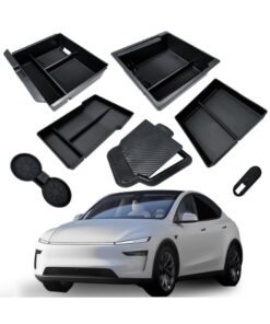 CHIYLE 7Pcs Center Console Organizer Tray for 2024 2025 2026 Model 3 Highland, Armrest Hidden Drawer Storage Box Cup Holder, Tesla Model 3 Highland Accessories 2024 2025 2026