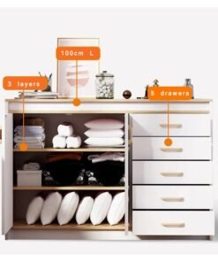 Alternative view of CityRiya-Long Storage Cabinet, Side Storage Organizer with Drawer and Cupboard, Home Coffee Bar Cabinet, Chest of Drawers Storage Shelves, Dresser, White Buffet Sideboard Cabinet Coffee Stand