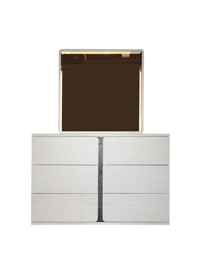 DANUBE HOME Palomeze Dresser With Mirror Durable Vanity Table Dressing Makeup Desk with Storage Modern Design Bedroom Furniture L 120 x W 45 x H 159.8 Cm White / Black