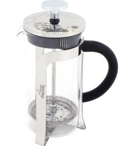 Any Morning French Press Coffee and Tea Maker, 600ml / 20oz / 2 Cup, Borosilicate Glass Coffee Press, Stainless Steel Filter, Durable and Heat Resistant, Silver - FY450