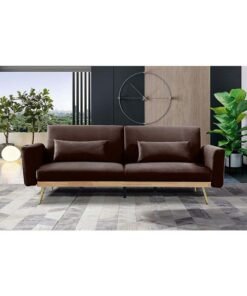 DANUBE HOME Flare Fabric Sofa Bed  Modern Design Two Seat Sofas Comfortable Living Room Furniture 187 x W 77 x H 77 cm Brown