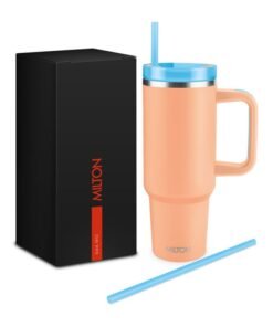 Milton 1180ml Vacuum Insulated Tumbler with Handle - Includes 2 Straws, Keeps Drinks Hot or Cold for 12 Hours, 18/8 Stainless Steel, Double-Walled Flask, Travel Mug for Car & Outdoors - Malmo