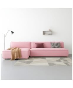 Al Zakharef Furniture Clarissa 3-Seater Luxury L-Shape Velvet Sofa with Free Pillows, Premium Wooden Frame, High-Density Seating Foam, Modern Corner Couch for Living Room Size L270 × W180 cm, Colour Sweet Pink