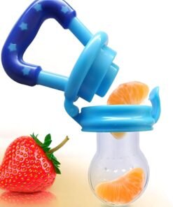 SARAOONT 2Pack Baby Fruit Food Feeder Silicone Nipple Fresh Pouches Teething Toy Aching Gums Pacifier Reusable Green Blue - Image 3