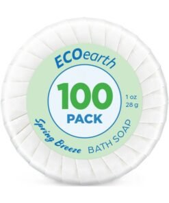EcoEarth Hotel Soap Bars (Spring Breeze 1 Oz 100 Pack) Travel Size Luxury Bulk Amenities Bar Soap Small Individually Wrapped Round Soap Mini Toiletries For Airbnb Motel Guest Bath