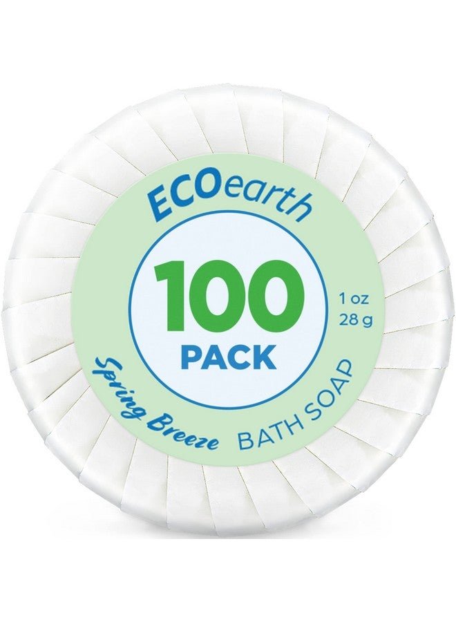 EcoEarth Hotel Soap Bars (Spring Breeze 1 Oz 100 Pack) Travel Size Luxury Bulk Amenities Bar Soap Small Individually Wrapped Round Soap Mini Toiletries For Airbnb Motel Guest Bath