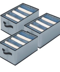 LAXIS ® Wardrobe Organizer For Clothes Organisers Storage Box Clothes Organiser For Wardrobe Stackable Organizer For Wardrobe Cloth Storage Box Drawer Organizer (Grey, Pack of 3)