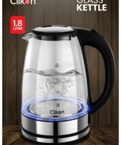 Clikon 1.8 Liter Cordless Glass Body Electric Kettle With LED Glow Indicator 1.8 L CK5138 Clear