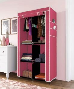 Whitecloud TRANSFORMING HOMES 4+2 Layer Collapsible Wardrobe with Side Pocket (84cm X 42.5cm X 166cm, Maroon, 7800-3) (Maroon, Plastic, Iron)