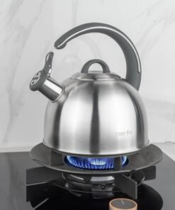 Cuisine Art KAHL Stainless Steel Whistling Tea Kettle 3.0L, Silver, Capsule Bottom, Grey Nylon Soft Touch Handle, Satin Finish, Multi-Layer Base, Suitable for use on all stove tops