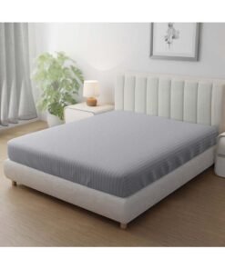 Hotel Linen Klub Stripe Microfiber  Light Grey Fitted Sheet