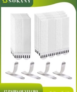 sokany 24 Pairs (48 Strips) Picture Hanging Strips, Heavy Duty Sticky Picture Hangers for Walls, Hanging Pictures Without Nail, Damage Free Refill Adhesive Poster Strips, Frame Mounting Strips (White)