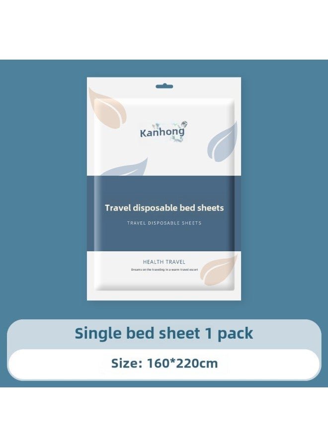 Disposable Bed Sheet Four-piece Set Hotel Bed Sheet Quilt Cover Travel Disposable Supplies Travel Quilt Cover Pillowcase Three-piece Set-Color:Single Bed Sheet