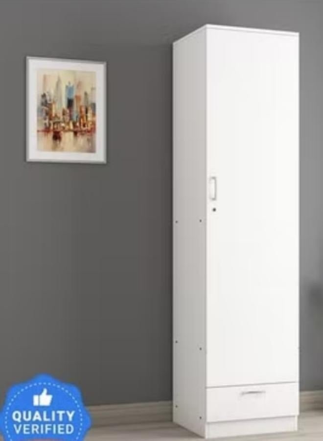 SULSHA 1 Door Wooden Wardrobe Cabinet Cupboard With Drawer Lock Keys White