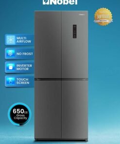 Nobel 4-Door 650L Gross / 400L Net Refrigerator Inverter, No Frost, Multi Air Flow, LED, Tropical Cooling, Freezer Drawers, Glass Shelves - NR650 (1 Year Warranty) 600 W NR650 grey
