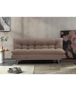 Al Zakharef Furniture Sofa Cum Bed 3 Seater Fabric Sleeper Sofa, Modern Convertible Sofa Bed for Living Room & Guests, Beige, W110 x L180 x H75 cm