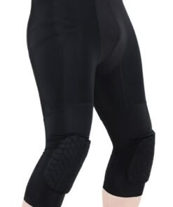 WAOKN Basketball Pants with Knee Pads, Knee Pads Compression Pants,Men's Basketball Pants with Knee Pads Capri Padded Compression Tights Leggings Sports Protective Gear for Basketball Athletic-M