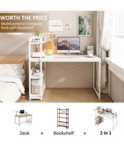FAMAPY 4-layer Bookshelf Storage Study Desk Reversible Storage Layer  Office Table for home office, Computer desk for workstation - Image 3