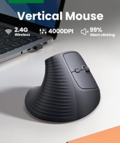 Ugreen Mouse Wireless Vertical 57 Degree With Ergonomic Design 2.4G USB Adapter Connection, 4-Level DPI Adjustable,  Comfortable Grip, Noiseless Click, Long Battery Life Compatible With Mac/Windows/Linux