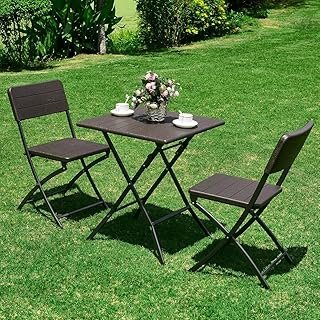 Lexa Balcony Set | All Weather 3 Piece Bistro Set with Coffee Table | Modern Garden Design Furniture for Outdoor Bench Seating, Terrace, Lawn, Patio, Balcony - Brown