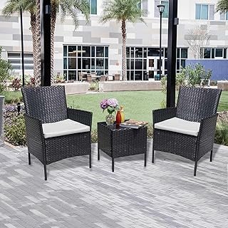 Deep Sleep Garden Lounge Set 3 Piece with Cushions Patio Outdoor Lawn Yard Terrace Balcony Seat Seating Sitting Chair Furniture Poly Rattan Brown