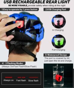 Arabest Bike Helmet with USB Rechargeable LED Light Detachable Goggles and Sun Visor, Mountain & Road Bicycle Helmets for Men Women Adult Cycling Helmets - Image 3