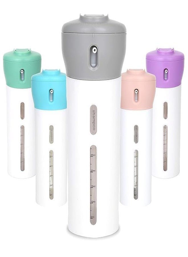 CLICKSWIFT 4-in-1 Travel Dispenser Bottle Sets, Includes Four 40 mL Cosmetic Toiletries TSA Approved Refillable Leakproof Liquid Containers for Shampoo, Lotions, Skincare, Makeup Products