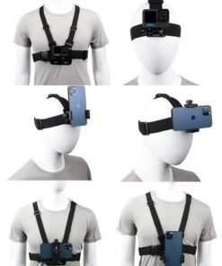 QIRG Mobile Phone Chest Strap Harness Mount Head Strap Holder Kit Works with all phone clips compatible with iPhone, Samsung, GoPro Hero 13,12,11,10,9, 8,7, 6,5,4, 3,2,1, AKASO, DJI Osmo and POV/VLOG.