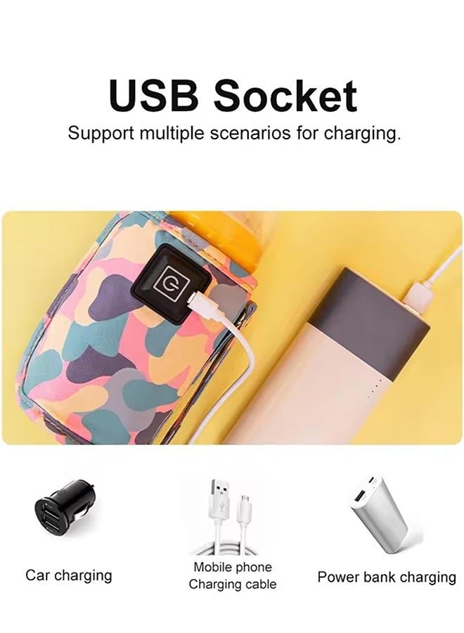 GIFT USB Milk Warmer Bag,New Fast Bottle Warmer for Travel, Portable Car Bottle Warmer for Travel, on The Go Bottle Warmer with USB Cables, Gentle Warmth Maintain Perfect Temperature (Pink) - Image 2
