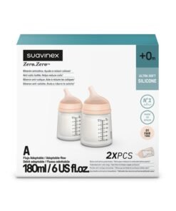 SUAVINEX Zero Zero Anti Colic Baby Feeding Bottle, No 1 Spanish Baby Feeding Bottle Brand, Perfect For Breastfeeding Babies 180Ml x2 Set Of 2 - Fair