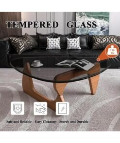 WALALLA Mid Century Modern Glass Coffee Table, Small Coffee Table for Living Room, Elegant and Functional Coffee Tables Suitable for Bedroom Living Room Reception Office Table,Walnut/Black