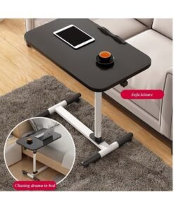 XiuWoo 360° Swivel Height Adjustable Foldable Side End Table and Mobile Computer Workstation Laptop Desk with Wheels