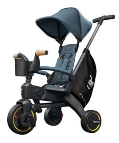 Doona Liki Trike S5, Premium 5-in-1 Ride-On Travel Tricycle and Scooter, Easy Foldable Design with Parent Push Handle, Sun Canopy and Travel Bag, For 10 Months To 3 Years, Ocean Blue