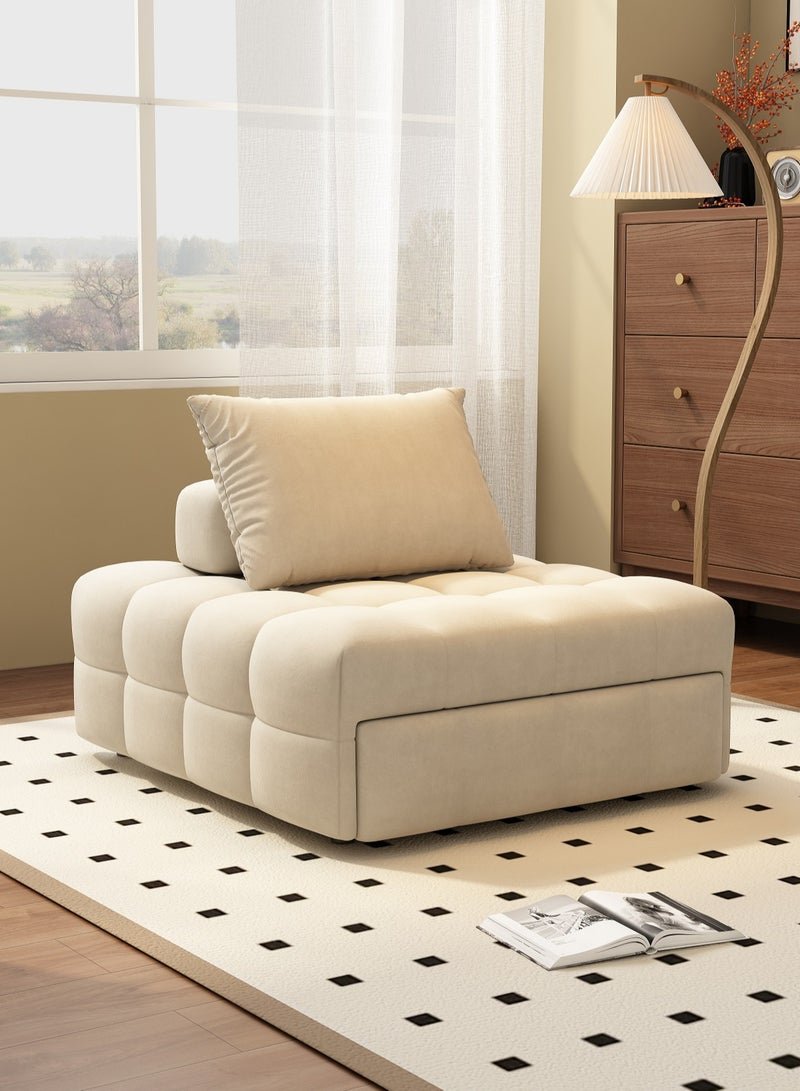 Organized Home Japanese Cream Style Puff Sofa Bed 3 in 1 Multi Function Bed Sleeper Extendable Lounge Chair Convertible Sleeper Sofa with Pillow for Living Room Small Space - Image 2