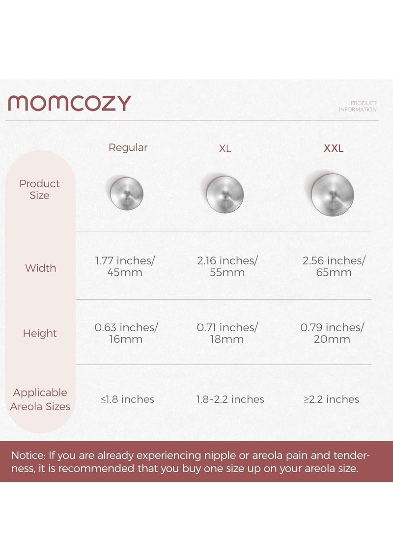 Momcozy 999 Silver Nursing Cups, Hole-Free Design, 999 Silver Nipple Shields, Breastfeeding Essentials, Silver Nipple Shields for Breastfeeding Newborns, Metal Nipple Shields