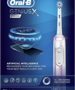 Oral-B Genius X Electric Toothbrush with Artificial Intelligence, App Connected Handle, Travel Case, 6 Mode Display with Teeth Whitening, Pink