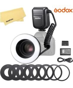Godox MF-R76 Macro LED Ring Flash Speedlite with 2600mAh Battery 76Ws 660 Full-Power Flashes Dual-Flash Tubes Power Adjustment 1/128 to 1/1 10 Levels of Power Ratio for Canon Nikon Sony Fuji Olympus Panasonic
