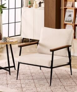 C&C Home Multipurpose Use Modern Accent Chair Upholstered Reading Comfy Armchair Lounge Chair with Iron Frame Soft Seat Chair for Living Room Bedroom Lounge 65x77x90 cm (Fully Assembled)