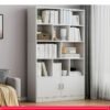 Multipurpose Wooden Bookshelf, Multi-Tier Storage Display Rack Freestanding Floor Shelf Bookcase, Modern Storage Rack Cube Display Shelve Organize Cabinet for Home Office and Living Room (White, 80*24*180 cm)