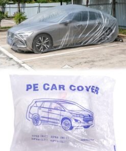 Disposable Car Cover Clear Plastic Car Cover Outdoor Universal Rain Dust Garage Cover with Elastic Band(M)