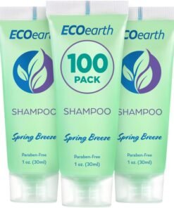 EcoEarth  Travel Size Hotel Shampoo  1 fl oz 100 Pack Spring Breeze  Delight Your Guests with Revitalizing  Refreshing Hair Clenaser for Guest Hospitality  Small Size Luxury Shampoo in Bulk