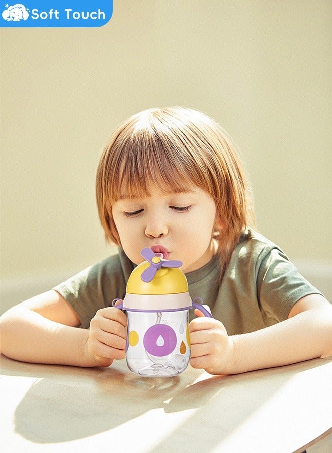 Soft Touch Baby Straw Bottle Toddler Water Bottle Sippy Cup for Baby 6-12 Months Baby Straw Cup with Handles 300ml (Purple) - Image 3
